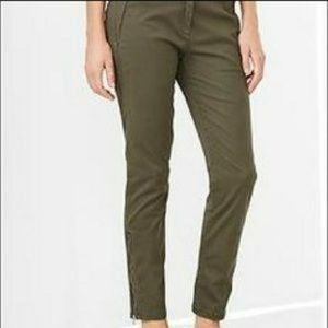 Army Green Skinny Khakis by GAP Biker Zip Pants